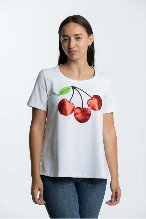 Camiseta Cerezas Lentejuelas